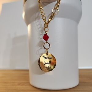 Hand Crafted Stanley Cup Charm Cup Handle Tumbler Gold You Are Loved Pendant